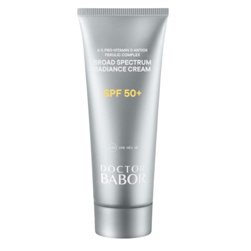 Doctor Babor Broad Spectrum Radiance Cream SPF 50+ in silberner Tube – schützende Gesichtscreme mit hohem UV-Schutz für strahlende Haut und effektiven Schutz vor UVA-, UVB- und HEV-Strahlen