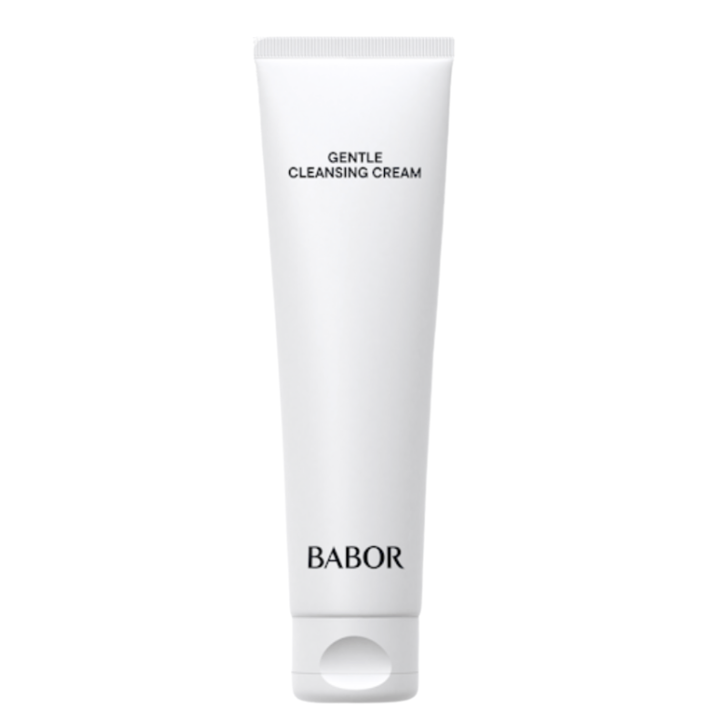 BABOR Gentle Cleansing Cream in minimalistischer weißer Tube, sanfte Gesichtsreinigung für empfindliche Haut, entfernt Make-up und Unreinheiten und sorgt für ein gepflegtes, ausgeglichenes Hautgefühl.