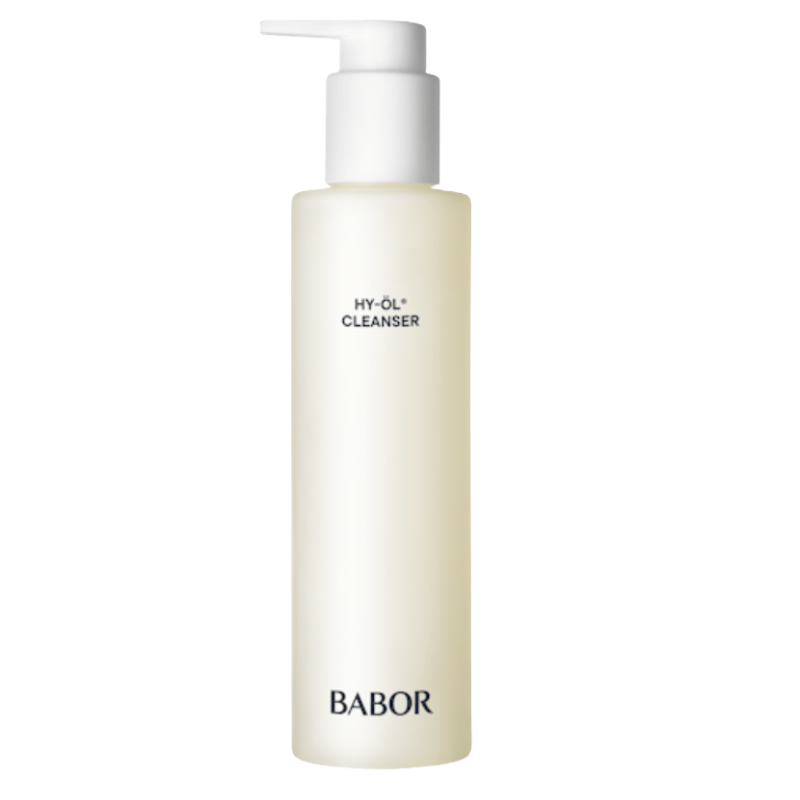 BABOR HY-ÖL Cleanser in eleganter Pumpspender-Flasche, luxuriöser Reinigungsöl für die porentiefe Gesichtsreinigung, entfernt Make-up und Unreinheiten und hinterlässt ein gepflegtes, geschmeidiges Hautgefühl.