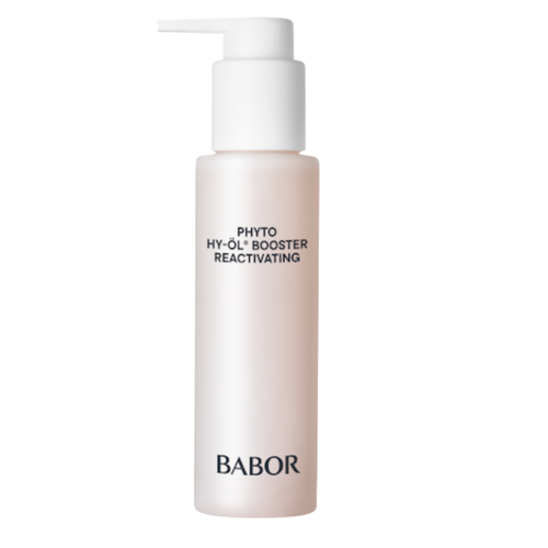 BABOR Phyto HY-ÖL Booster Reactivating in eleganter Pumpspender-Flasche, aktivierender Zusatz zur Gesichtsreinigung mit pflanzlichen Wirkstoffen für revitalisierte, ausgeglichene und strahlende Haut.